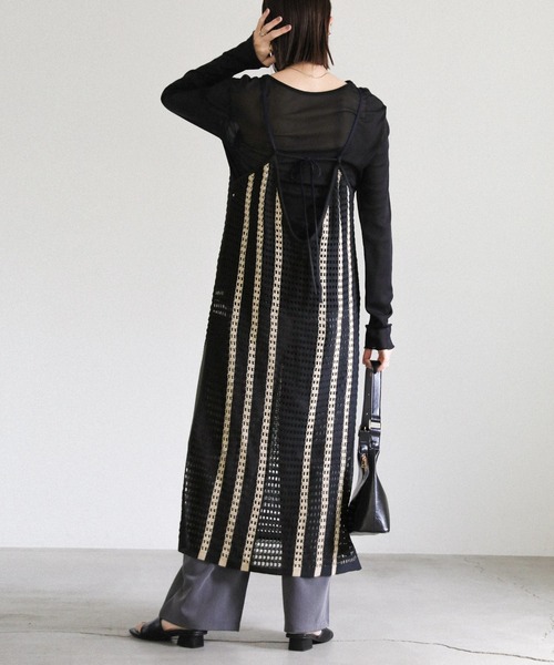 select MOCA（セレクトモカ）の「メッシュ編みニットキャミワンピース（ワンピース・レディース・ベージュ/ネイビー・FREE）」の21枚目の写真