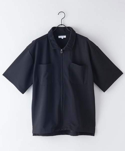 LB/S (エルビーエス)の「【KAITEKI+/カイテキプラス】ドライタッチ 吸水速乾 ストレッチ イージーケア ドライリップル ジップブルゾン オーバーシャツ フロントジップシャツ(シャツ/ブラウス・メンズ・ネイビー/ベージュ/ブラック・X-LARGE/LARGE/MEDIUM)」の4枚目の写真