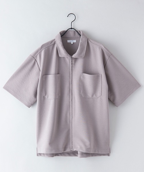 LB/S (エルビーエス)の「【KAITEKI+/カイテキプラス】ドライタッチ 吸水速乾 ストレッチ イージーケア ドライリップル ジップブルゾン オーバーシャツ フロントジップシャツ(シャツ/ブラウス・メンズ・ネイビー/ベージュ/ブラック・X-LARGE/LARGE/MEDIUM)」の5枚目の写真