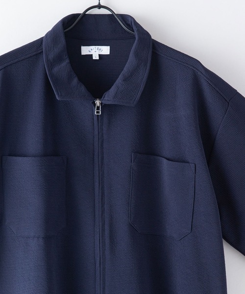 LB/S (エルビーエス)の「【KAITEKI+/カイテキプラス】ドライタッチ 吸水速乾 ストレッチ イージーケア ドライリップル ジップブルゾン オーバーシャツ フロントジップシャツ(シャツ/ブラウス・メンズ・ネイビー/ベージュ/ブラック・X-LARGE/LARGE/MEDIUM)」の17枚目の写真