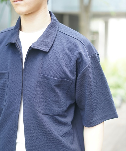 LB/S (エルビーエス)の「【KAITEKI+/カイテキプラス】ドライタッチ 吸水速乾 ストレッチ イージーケア ドライリップル ジップブルゾン オーバーシャツ フロントジップシャツ(シャツ/ブラウス・メンズ・ネイビー/ベージュ/ブラック・X-LARGE/LARGE/MEDIUM)」の14枚目の写真