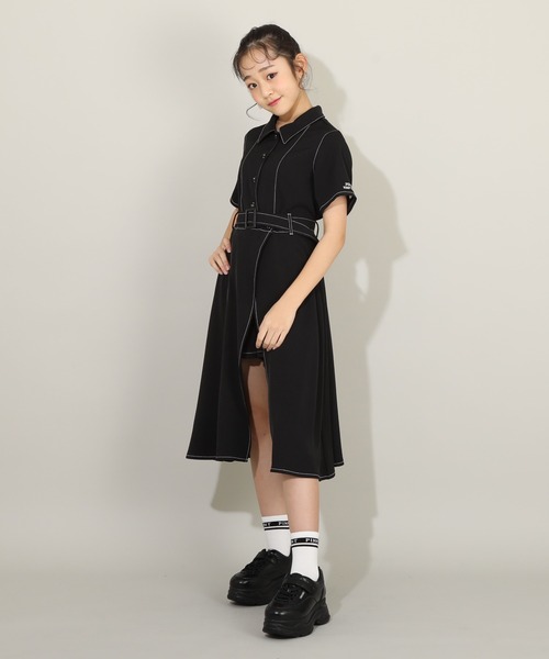 PINKHUNT（ピンクハント）の「PINKHUNT ロゴラインクルーソックス 7845（ソックス/靴下・キッズ・ホワイト/ブラック・17-20/21-24cm）」の4枚目の写真