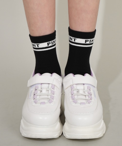 PINKHUNT（ピンクハント）の「PINKHUNT ロゴラインクルーソックス 7845（ソックス/靴下・キッズ・ホワイト/ブラック・17-20/21-24cm）」の8枚目の写真