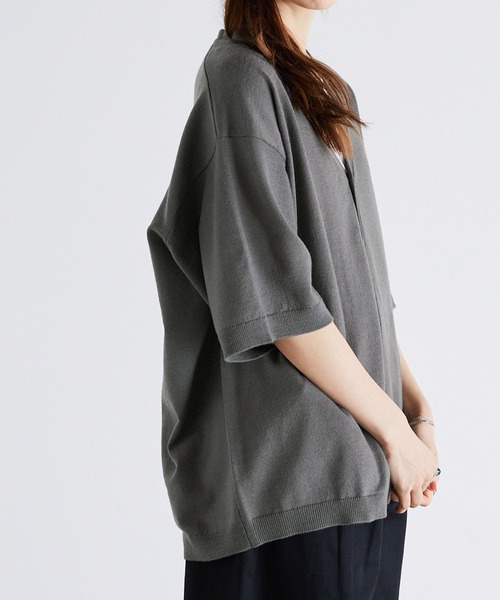 Anchor Smith（アンカー スミス）の「オーバーサイズ ハイゲージサマーニット ルーズ半袖カーディガン（カーディガン/ボレロ・メンズ・ライトグレー/ブラック/グレイッシュブルー/チャコール/ブラック系/ベージュ系・M/L）」の8枚目の写真