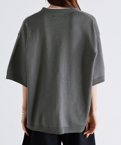 Anchor Smith（アンカー スミス）の「オーバーサイズ ハイゲージサマーニット ルーズ半袖カーディガン（カーディガン/ボレロ・メンズ・ライトグレー/ブラック/グレイッシュブルー/チャコール/ブラック系/ベージュ系・M/L）」の9枚目の写真