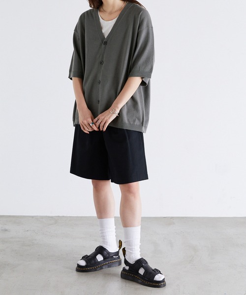 Anchor Smith（アンカー スミス）の「オーバーサイズ ハイゲージサマーニット ルーズ半袖カーディガン（カーディガン/ボレロ・メンズ・ライトグレー/ブラック/グレイッシュブルー/チャコール/ブラック系/ベージュ系・M/L）」の11枚目の写真