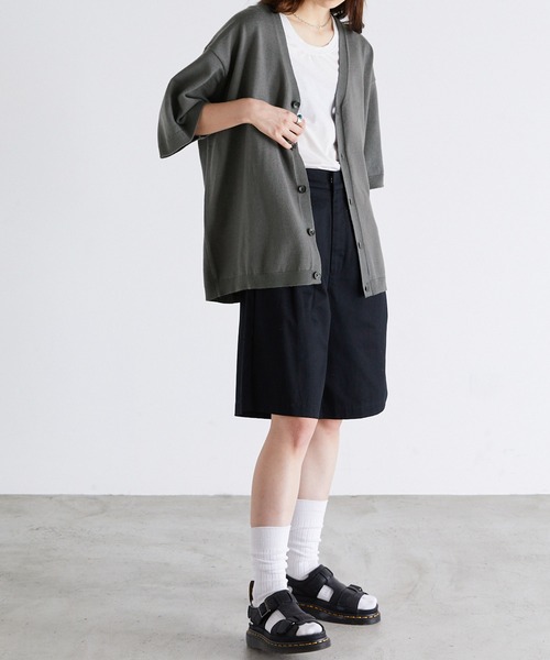 Anchor Smith（アンカー スミス）の「オーバーサイズ ハイゲージサマーニット ルーズ半袖カーディガン（カーディガン/ボレロ・メンズ・ライトグレー/ブラック/グレイッシュブルー/チャコール/ブラック系/ベージュ系・M/L）」の12枚目の写真