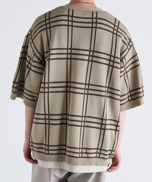 Anchor Smith（アンカー スミス）の「オーバーサイズ ハイゲージサマーニット ルーズ半袖カーディガン（カーディガン/ボレロ・メンズ・ライトグレー/ブラック/グレイッシュブルー/チャコール/ブラック系/ベージュ系・M/L）」の16枚目の写真