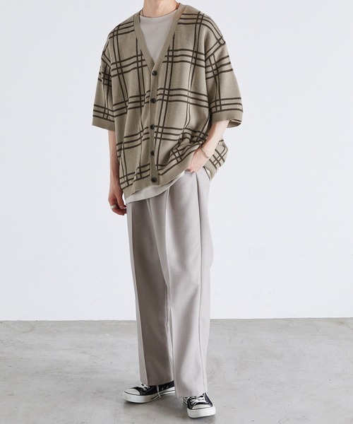 Anchor Smith（アンカー スミス）の「オーバーサイズ ハイゲージサマーニット ルーズ半袖カーディガン（カーディガン/ボレロ・メンズ・ライトグレー/ブラック/グレイッシュブルー/チャコール/ブラック系/ベージュ系・M/L）」の18枚目の写真