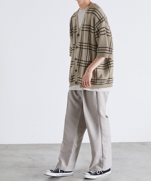 Anchor Smith（アンカー スミス）の「オーバーサイズ ハイゲージサマーニット ルーズ半袖カーディガン（カーディガン/ボレロ・メンズ・ライトグレー/ブラック/グレイッシュブルー/チャコール/ブラック系/ベージュ系・M/L）」の19枚目の写真
