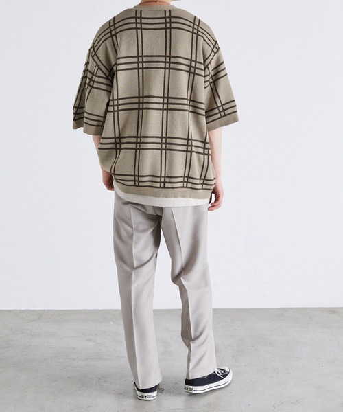 Anchor Smith（アンカー スミス）の「オーバーサイズ ハイゲージサマーニット ルーズ半袖カーディガン（カーディガン/ボレロ・メンズ・ライトグレー/ブラック/グレイッシュブルー/チャコール/ブラック系/ベージュ系・M/L）」の20枚目の写真