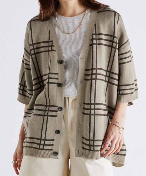 Anchor Smith（アンカー スミス）の「オーバーサイズ ハイゲージサマーニット ルーズ半袖カーディガン（カーディガン/ボレロ・メンズ・ライトグレー/ブラック/グレイッシュブルー/チャコール/ブラック系/ベージュ系・M/L）」の21枚目の写真