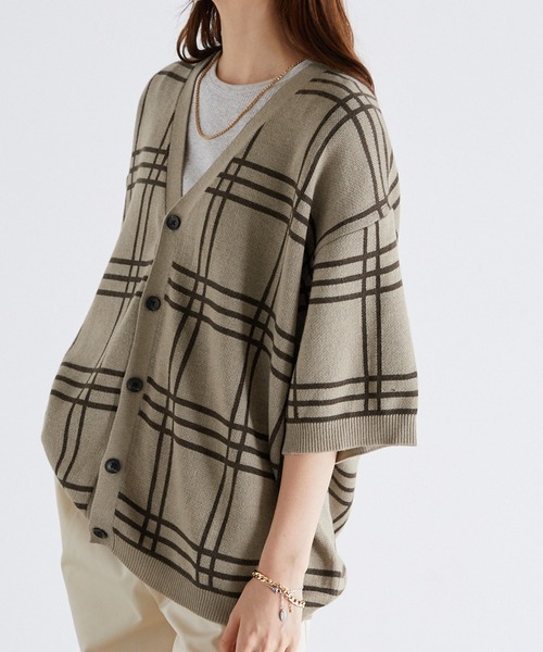 Anchor Smith（アンカー スミス）の「オーバーサイズ ハイゲージサマーニット ルーズ半袖カーディガン（カーディガン/ボレロ・メンズ・ライトグレー/ブラック/グレイッシュブルー/チャコール/ブラック系/ベージュ系・M/L）」の22枚目の写真