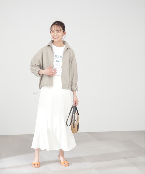 N.（N. Natural Beauty Basic）（エヌエヌナチュラルビューティーベーシック）の「◆ドロストＺＩＰシャツブルゾン（ブルゾン・レディース・グレー/クリーム/イエロー・MEDIUM）」の4枚目の写真