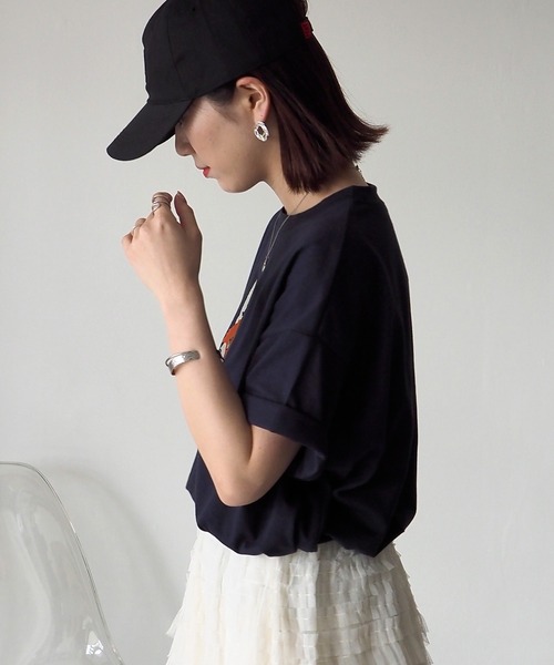 Riberry（リベリー）の「キャップキツネ刺繍T（Tシャツ/カットソー・レディース・ネイビー/オフホワイト/ピンク/サックスブルー/マルチ・FREE）」の7枚目の写真