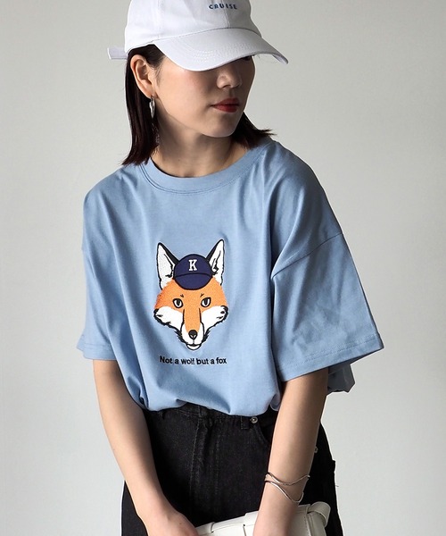 Riberry（リベリー）の「キャップキツネ刺繍T（Tシャツ/カットソー・レディース・ネイビー/オフホワイト/ピンク/サックスブルー/マルチ・FREE）」の16枚目の写真