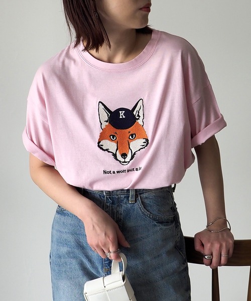 Riberry（リベリー）の「キャップキツネ刺繍T（Tシャツ/カットソー・レディース・ネイビー/オフホワイト/ピンク/サックスブルー/マルチ・FREE）」の20枚目の写真
