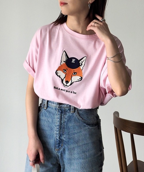Riberry（リベリー）の「キャップキツネ刺繍T（Tシャツ/カットソー・レディース・ネイビー/オフホワイト/ピンク/サックスブルー/マルチ・FREE）」の21枚目の写真