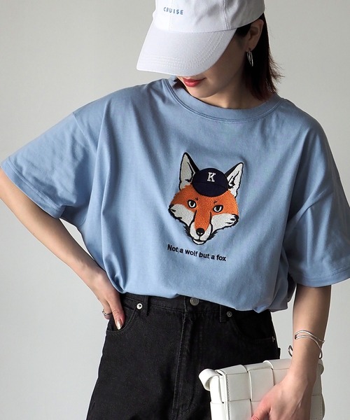 Riberry（リベリー）の「キャップキツネ刺繍T（Tシャツ/カットソー・レディース・ネイビー/オフホワイト/ピンク/サックスブルー/マルチ・FREE）」の22枚目の写真