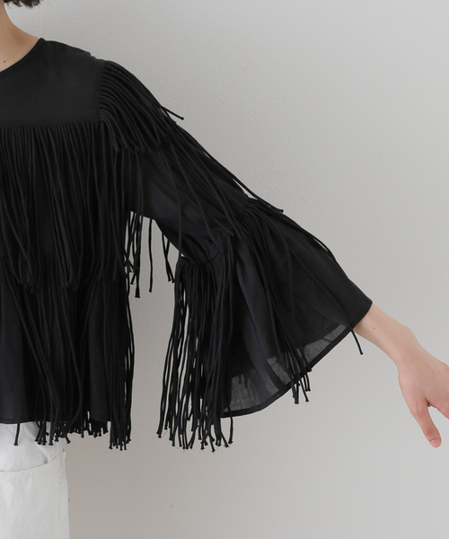 トップス crinkle crinkle crinkle fringe shortvest トップス crinkle crinkle crinkle fringe shortvest Spick & Span