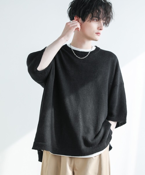 MHL. 綿麻クルーネックニット Buyer's Select / 綿麻半袖クルーネックサマーニット（ニット/セーター
