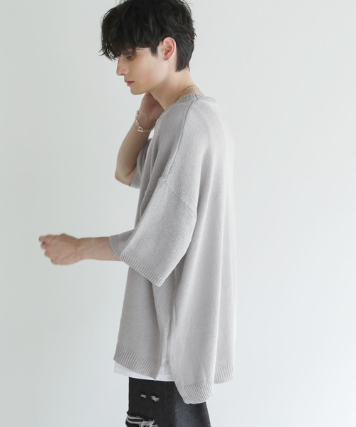 セール】Buyer's Select / 綿麻半袖クルーネックサマーニット（ニット