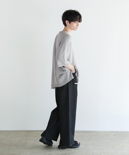 セール】Buyer's Select / 綿麻半袖クルーネックサマーニット（ニット