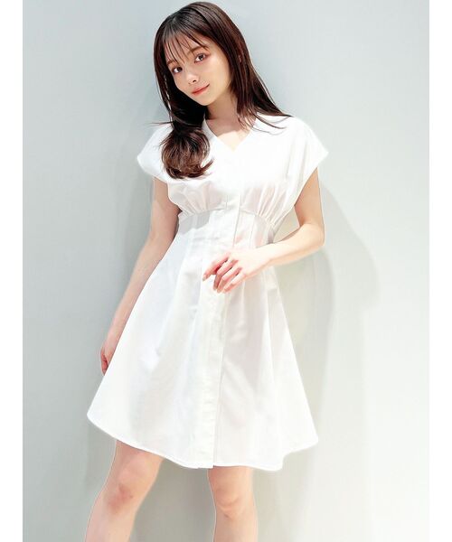 RESEXXY（リゼクシー）の「ノーカラーコルセットシャツワンピース（シャツワンピース・レディース・オレンジ/ホワイト/ブラック・FREE）」の22枚目の写真