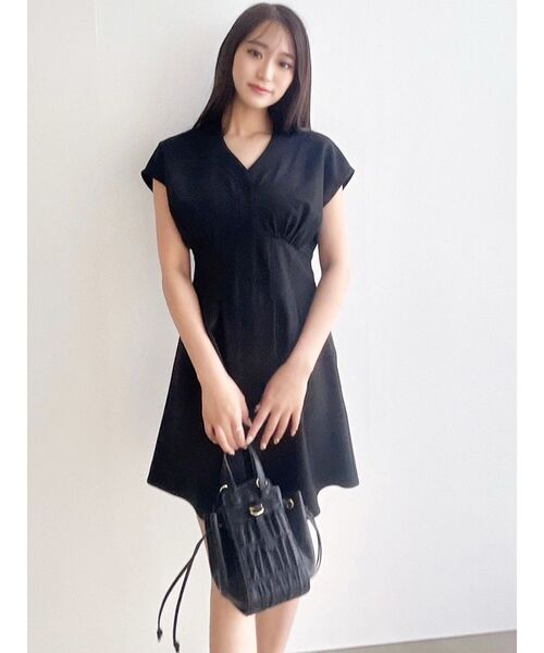 RESEXXY（リゼクシー）の「ノーカラーコルセットシャツワンピース（シャツワンピース・レディース・オレンジ/ホワイト/ブラック・FREE）」の4枚目の写真