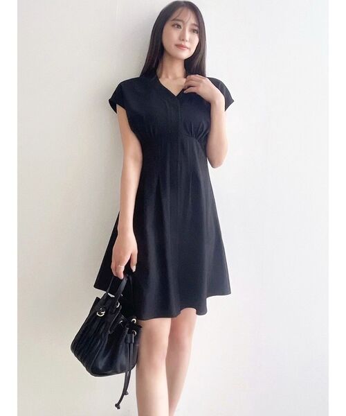 RESEXXY（リゼクシー）の「ノーカラーコルセットシャツワンピース（シャツワンピース・レディース・オレンジ/ホワイト/ブラック・FREE）」の5枚目の写真