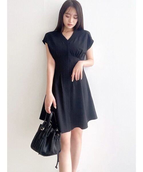 RESEXXY（リゼクシー）の「ノーカラーコルセットシャツワンピース（シャツワンピース・レディース・オレンジ/ホワイト/ブラック・FREE）」の6枚目の写真