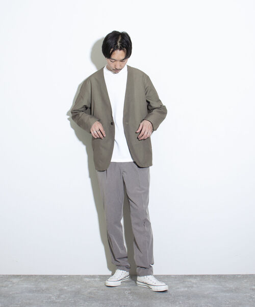GLOSTER(グロスター)の「【GLOSTER/グロスター】AIR-RIP ノーカラージャケット(ノーカラージャケット・メンズ・ベージュ/ネイビー/グレー・M/L/S)」の9枚目の写真