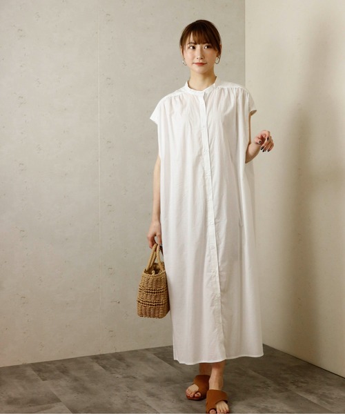 Per sist ence（パーシエンス）の「Per sist ence/パーシエンス　フレンチスリーブシャツワンピース（シャツワンピース・レディース・グリーン/ブラック/ホワイト・FREE）」の6枚目の写真