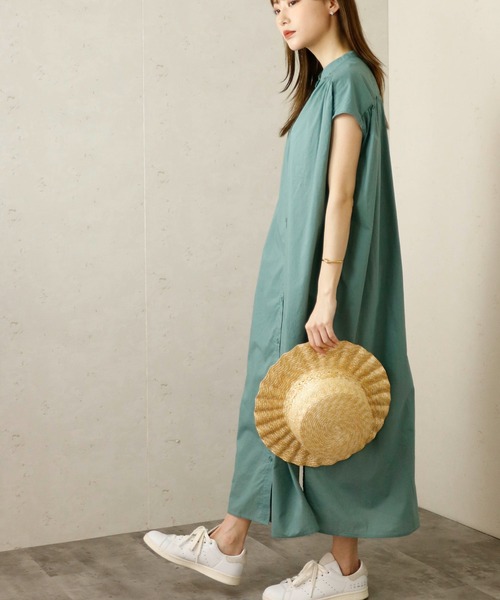 Per sist ence（パーシエンス）の「Per sist ence/パーシエンス　フレンチスリーブシャツワンピース（シャツワンピース・レディース・グリーン/ブラック/ホワイト・FREE）」の9枚目の写真