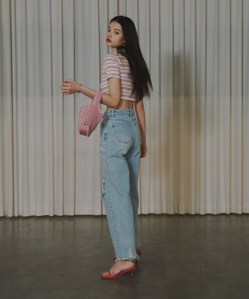 GAB GAB(ガブガブ)の「クラッシュデニムパンツ(デニムパンツ・レディース・グレー/ブルー/ピンク・SMALL/MEDIUM/LARGE)」の4枚目の写真