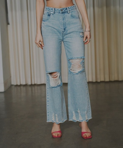 GAB GAB(ガブガブ)の「クラッシュデニムパンツ(デニムパンツ・レディース・グレー/ブルー/ピンク・SMALL/MEDIUM/LARGE)」の12枚目の写真