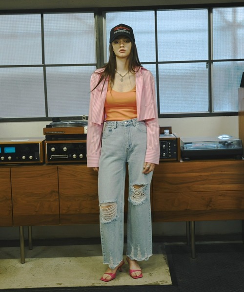 GAB GAB(ガブガブ)の「クラッシュデニムパンツ(デニムパンツ・レディース・グレー/ブルー/ピンク・SMALL/MEDIUM/LARGE)」の9枚目の写真
