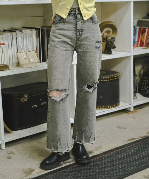 GAB GAB(ガブガブ)の「クラッシュデニムパンツ(デニムパンツ・レディース・グレー/ブルー/ピンク・SMALL/MEDIUM/LARGE)」の17枚目の写真