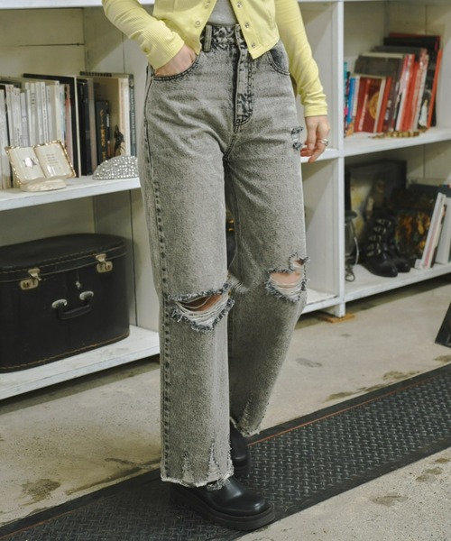 GAB GAB(ガブガブ)の「クラッシュデニムパンツ(デニムパンツ・レディース・グレー/ブルー/ピンク・SMALL/MEDIUM/LARGE)」の10枚目の写真
