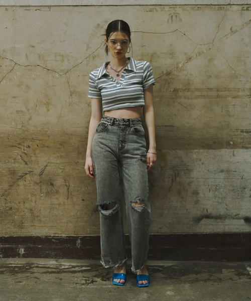 GAB GAB(ガブガブ)の「クラッシュデニムパンツ(デニムパンツ・レディース・グレー/ブルー/ピンク・SMALL/MEDIUM/LARGE)」の21枚目の写真