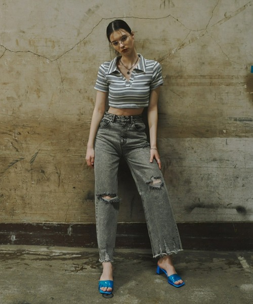GAB GAB(ガブガブ)の「クラッシュデニムパンツ(デニムパンツ・レディース・グレー/ブルー/ピンク・SMALL/MEDIUM/LARGE)」の14枚目の写真