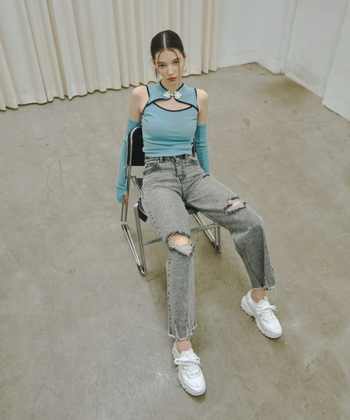 GAB GAB(ガブガブ)の「クラッシュデニムパンツ(デニムパンツ・レディース・グレー/ブルー/ピンク・SMALL/MEDIUM/LARGE)」の11枚目の写真
