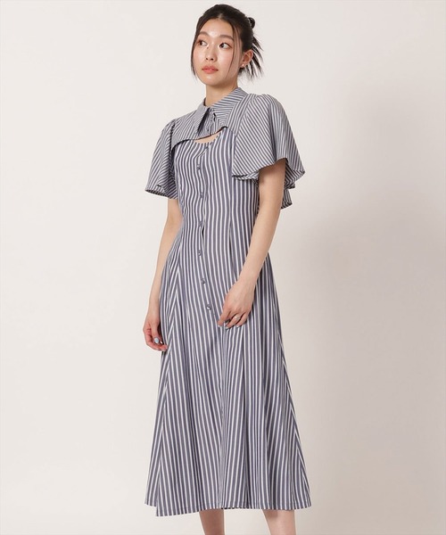 新品タグ付✨フォルテフォルテ ストライプシャツドレス