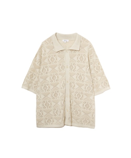 AMERICAN RAG CIE(アメリカンラグシー)の「透かし編みニットシャツ(ニット/セーター・メンズ・ブラック/ベージュ・M/L)」の3枚目の写真