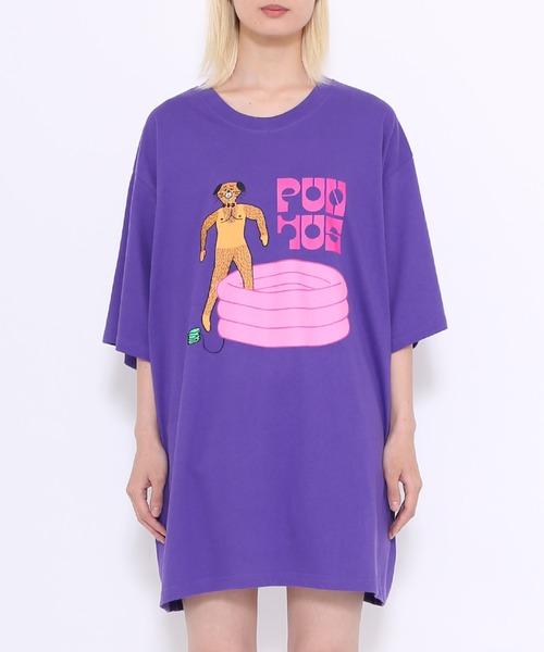 PUNYUS(プニュズ)の「POOL DOGビッグT(Tシャツ/カットソー・レディース・スミクロ/ホワイト/パープル・4/3)」の3枚目の写真