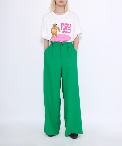 PUNYUS(プニュズ)の「POOL DOGビッグT(Tシャツ/カットソー・レディース・スミクロ/ホワイト/パープル・4/3)」の4枚目の写真