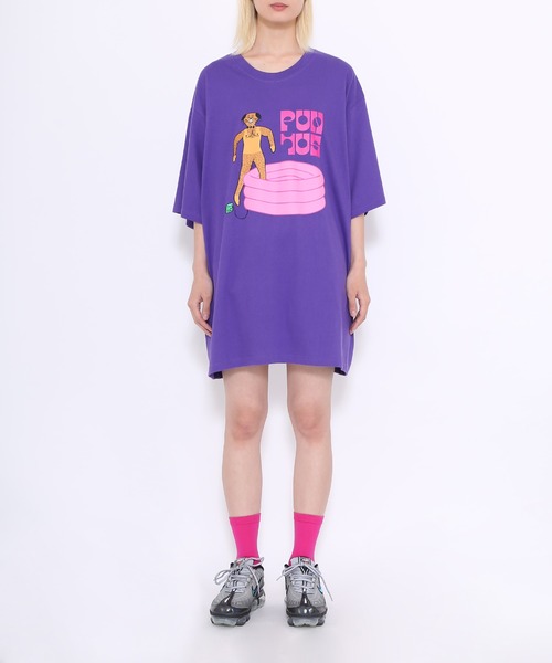 PUNYUS(プニュズ)の「POOL DOGビッグT(Tシャツ/カットソー・レディース・スミクロ/ホワイト/パープル・4/3)」の7枚目の写真