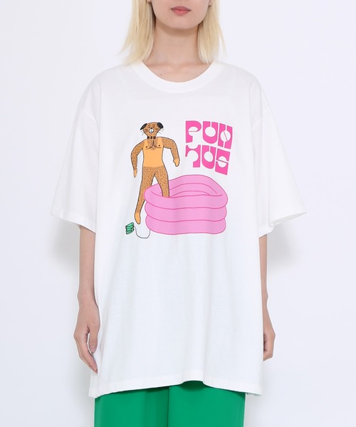 PUNYUS(プニュズ)の「POOL DOGビッグT(Tシャツ/カットソー・レディース・スミクロ/ホワイト/パープル・4/3)」の17枚目の写真