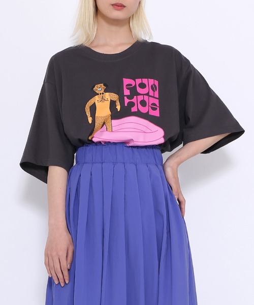 PUNYUS(プニュズ)の「POOL DOGビッグT(Tシャツ/カットソー・レディース・スミクロ/ホワイト/パープル・4/3)」の19枚目の写真