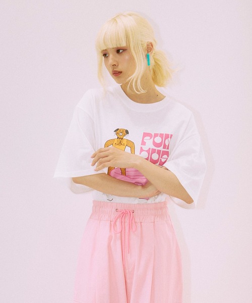 PUNYUS(プニュズ)の「POOL DOGビッグT(Tシャツ/カットソー・レディース・スミクロ/ホワイト/パープル・4/3)」の18枚目の写真
